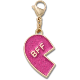 Pingente «BFF» rosa brilhante para os berloques para sapatos Jibbitz (lado esquerdo)