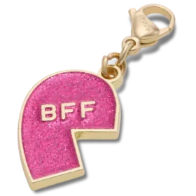 Pingente «BFF» rosa brilhante para os berloques para sapatos Jibbitz (lado esquerdo)