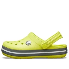 Sabot com biqueira redonda e detalhes recortados em Crocband «Amarelo Cinza»