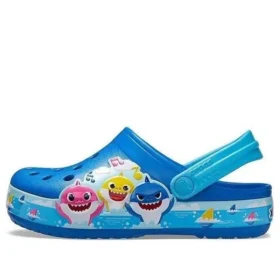 Sandálias azuis de sapatos rasos para desporto de praia «Funny Shark Small Crocs»