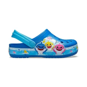 Sandálias azuis de sapatos rasos para desporto de praia «Funny Shark Small Crocs»