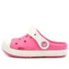 Sandálias desportivas rosa de sapatos rasos para atividades ao ar livre da Crocs, tamanho pequeno
