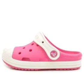 Sandálias desportivas rosa de sapatos rasos para atividades ao ar livre da Crocs, tamanho pequeno