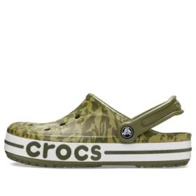 Sandálias unissexo com estampado camuflado verde