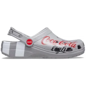 Sandálias unissexo desportivas casuais de sapatos rasos para atividades ao ar livre Coca-Cola x Crocs Crossover Light X, cinzentas