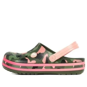 Tiras Crocband Clog com Padrão Gráfico “Verde-Rosa”